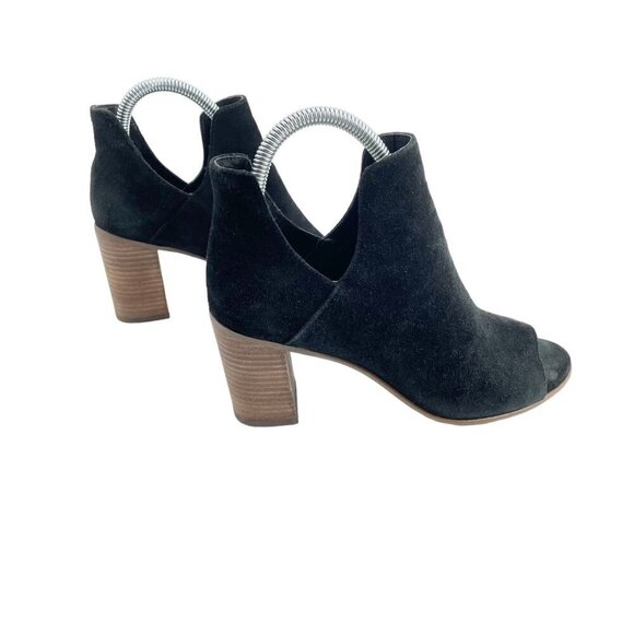 Steve Madden Nelma Black Open Toe Leather Stacked Heel Ankle Booties Womens 8B - Picture 3 of 7